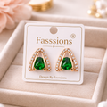 Golden Emerald Charm Earrings