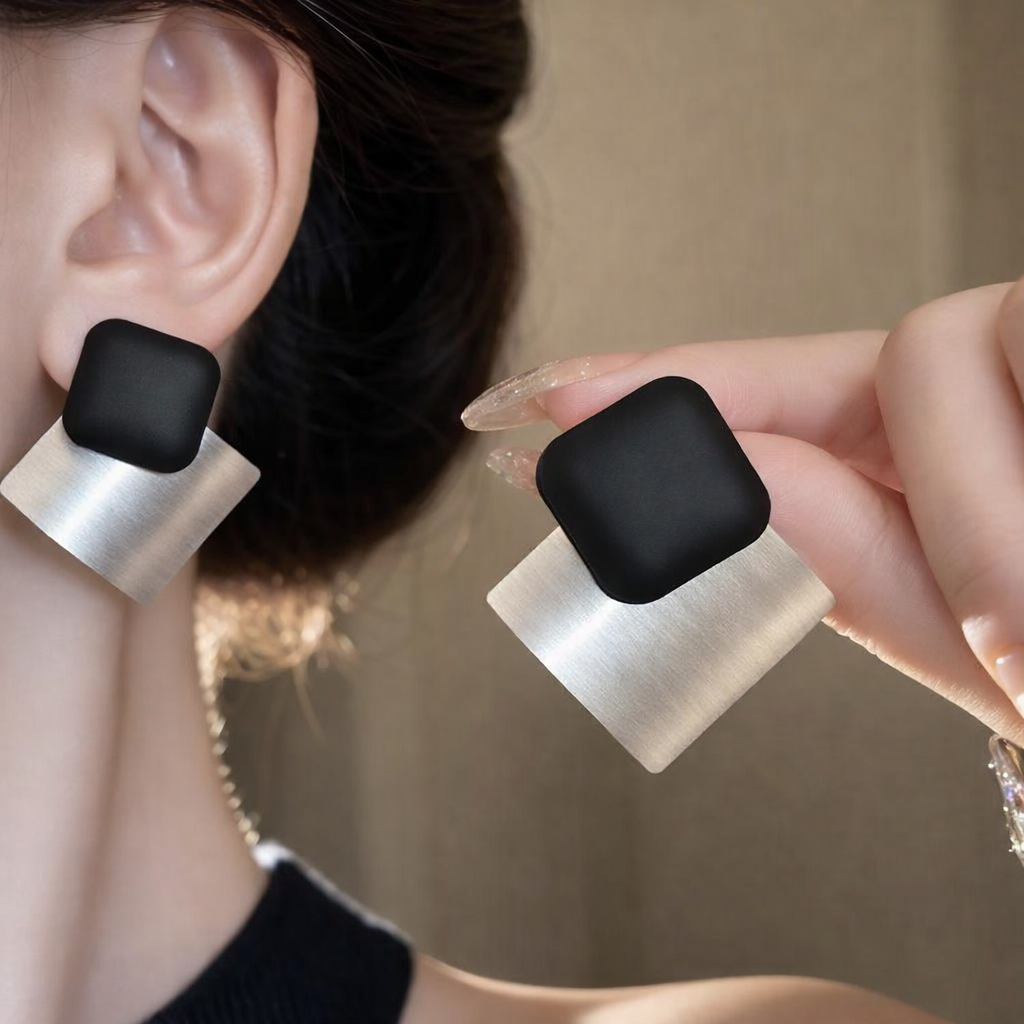 Midnight Metal Edge Earrings