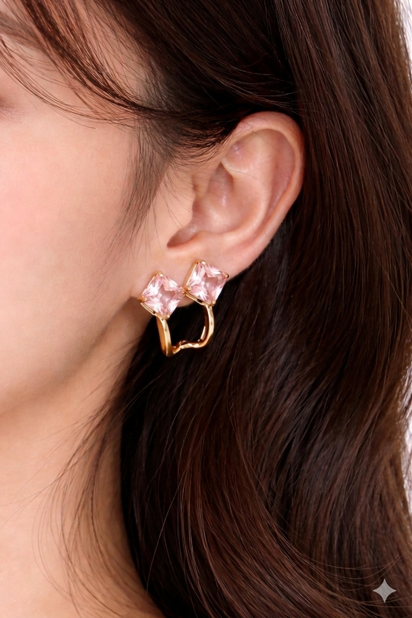 Rose Crystal Charm Earrings