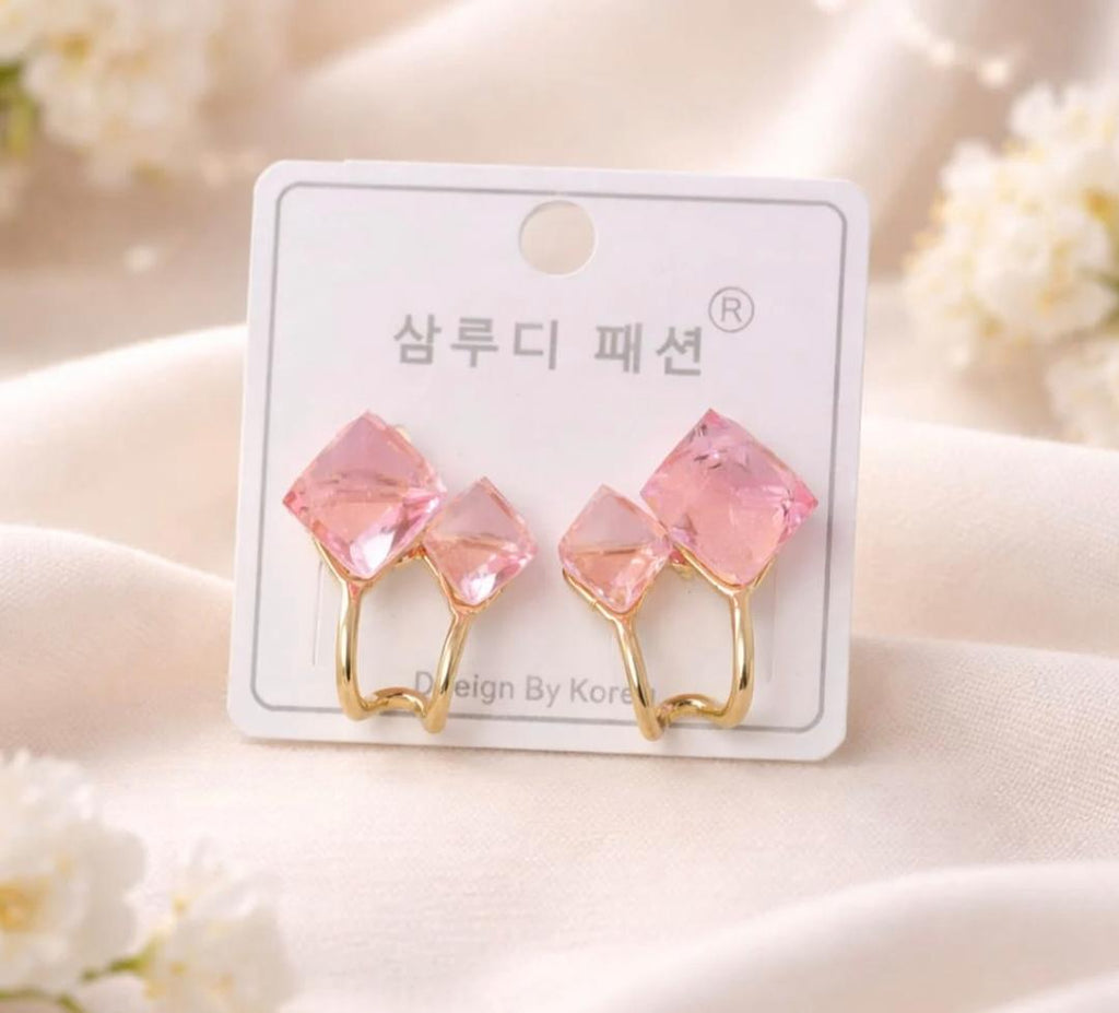 Rose Crystal Charm Earrings