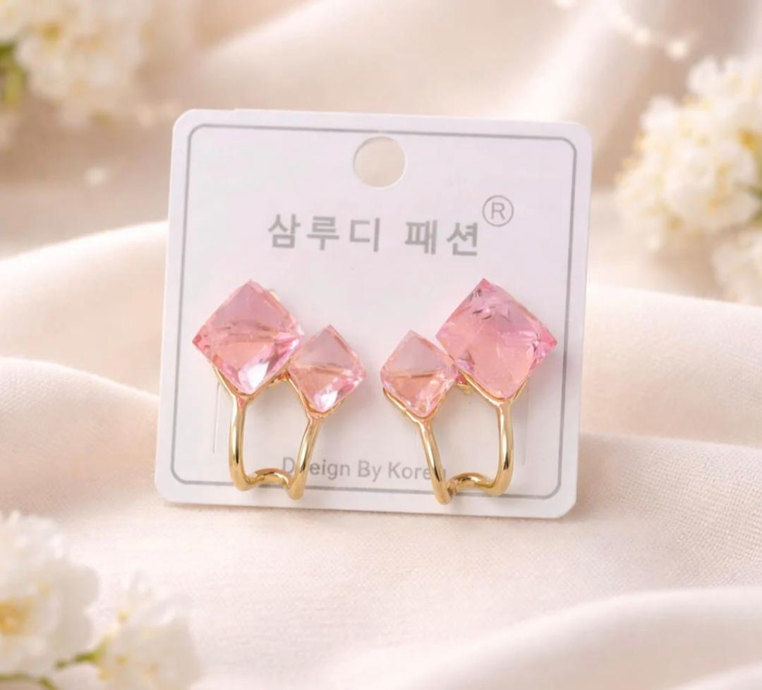 Rose Crystal Charm Earrings