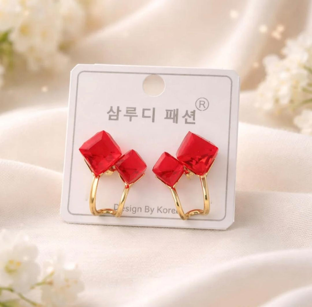 Ruby Glow Duo Hoops Earrings