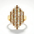 Fasssions Gold Plated Crystal Statement Ring for Women & Girls | Adjustable Cocktail Ring | Sparkling Rhinestone Fashion Ring | Party Wear Finger Ring