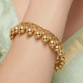 Fasssions Women's Gold Plated Beaded Charm Bangle Bracelet | Adjustable Open Cuff Kada | Traditional Ethnic Fashion Jewelry for Women & Girls