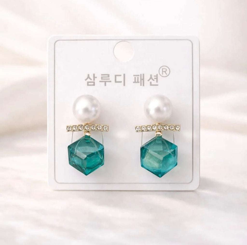 Teal Crystal Elegance Earrings
