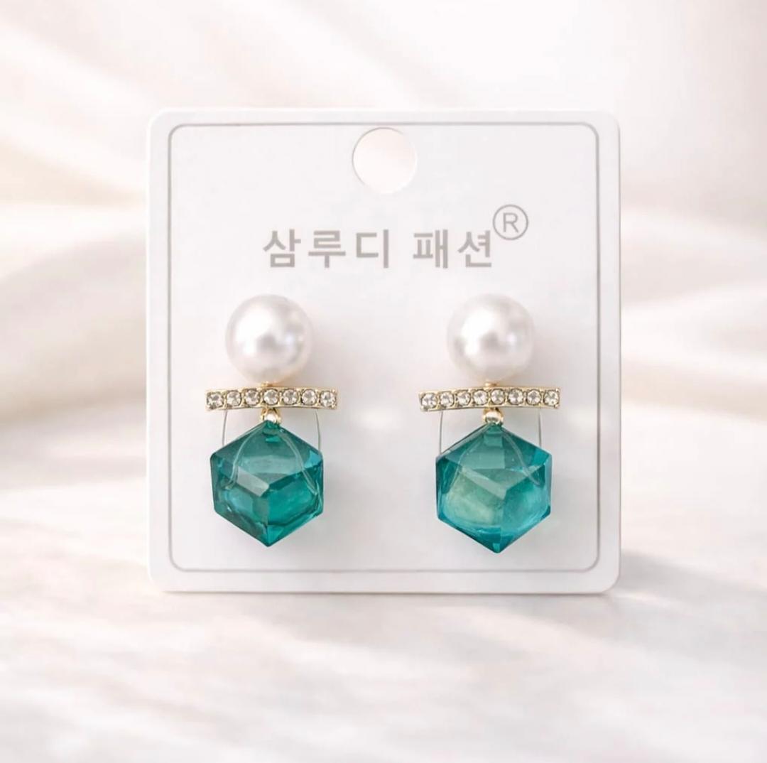 Teal Crystal Elegance Earrings