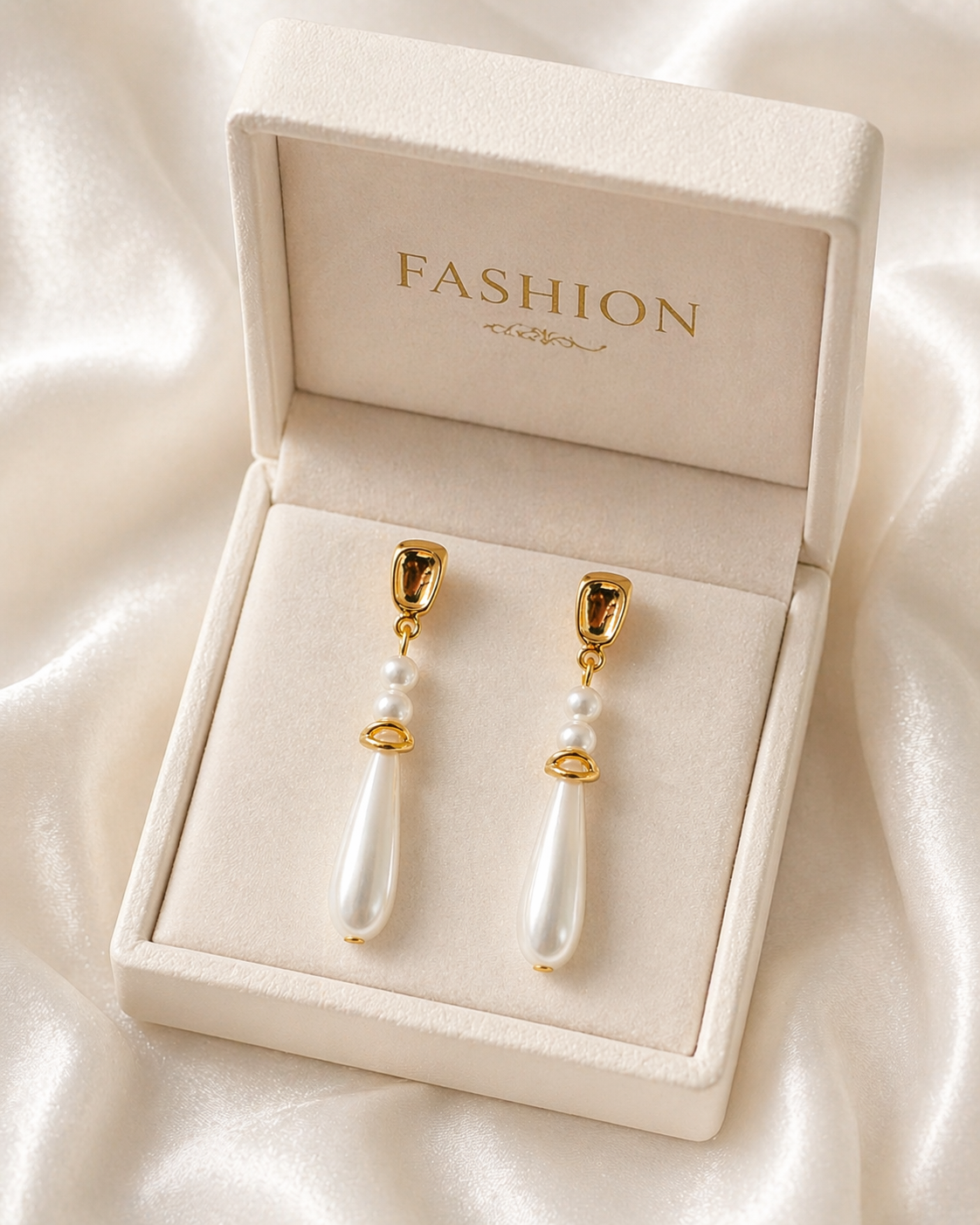 Golden Pearl Cascade Earrings