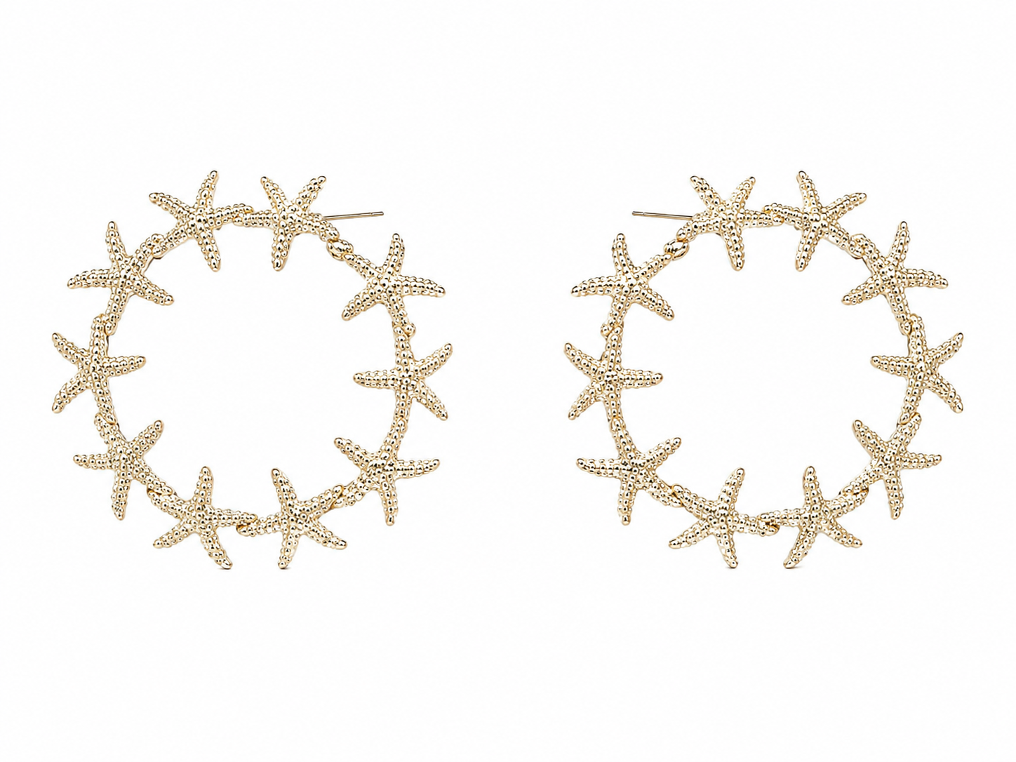 Korean Starfish Hoop Earrings for Women | Gold-Plated Ocean-Inspired Statement Hoop Earrings | Beach Style Fashion Jewelry | Trendy Korean Earrings