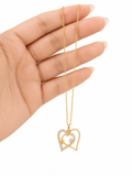 SERENAIRE Gold-Plated Double Heart Pendant Necklace for Women | Cubic Zirconia Heart Chain | Elegant Fashion Jewelry