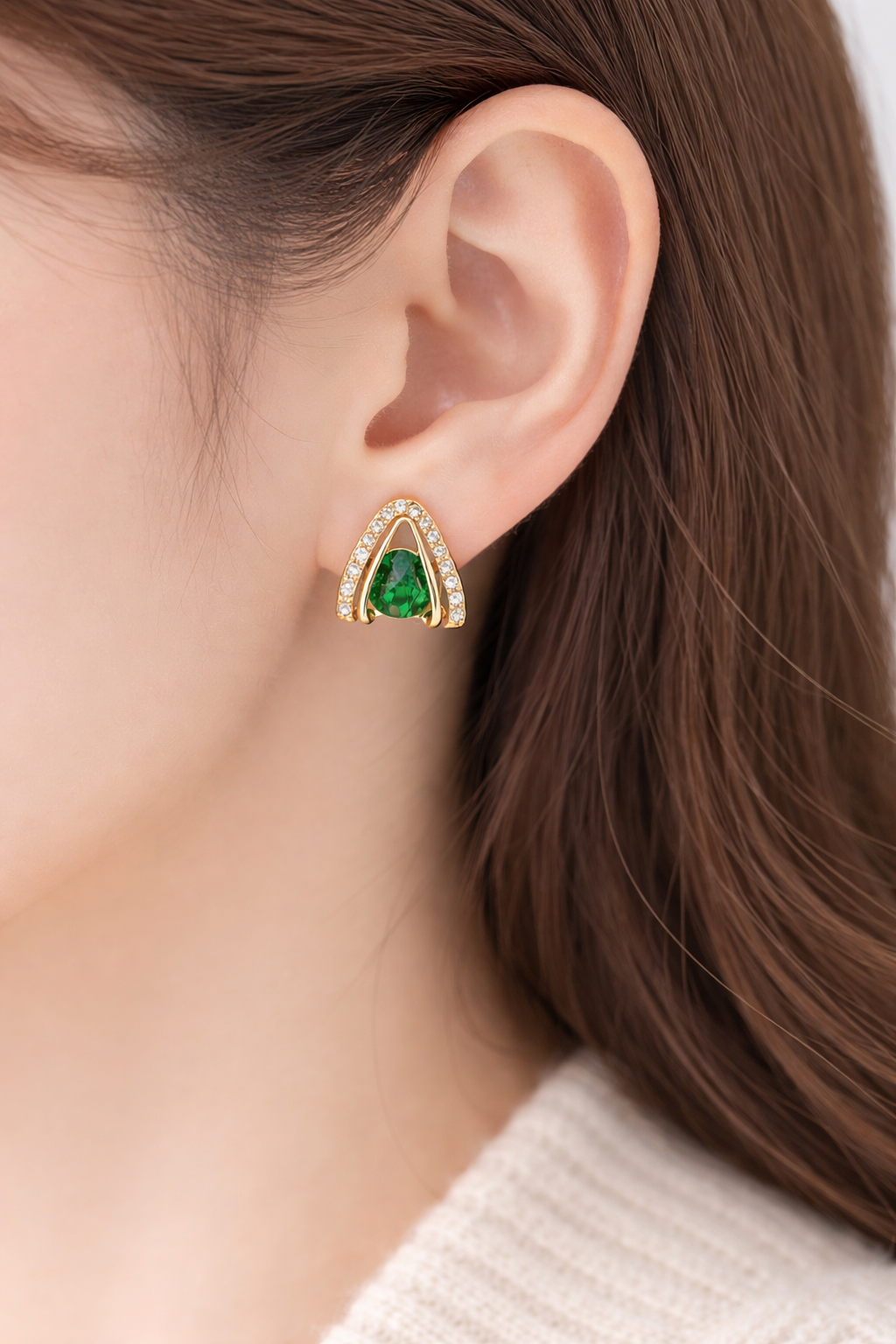 Golden Emerald Charm Earrings