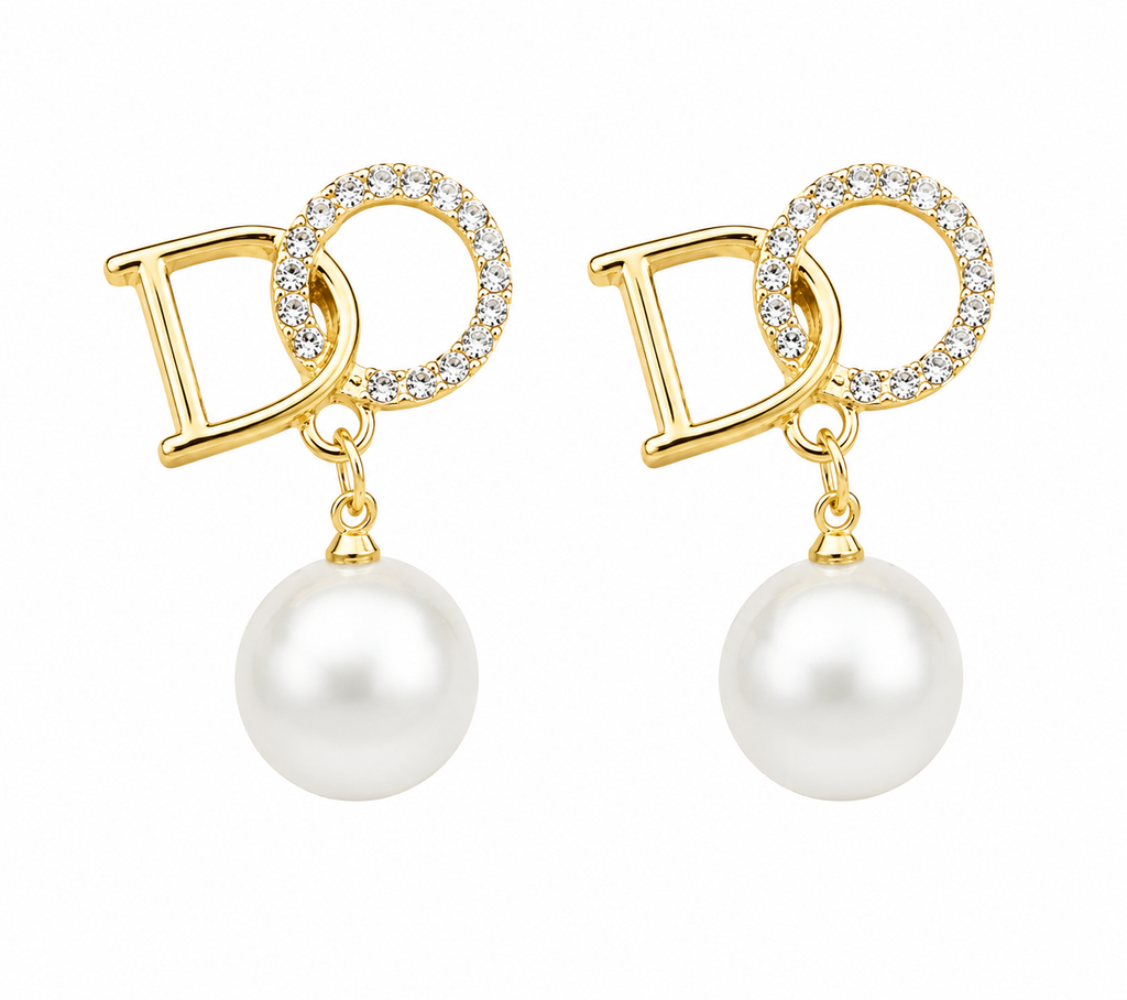 FASSSIONS Butterfly Pearl Tassel Earrings for Women | KoFASSSIONS Gold Plated Pearl Drop Earrings for Women | Korean Style Rhinestone Letter Design Stud Earrings