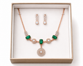 FASSSIONS Rose Gold Plated Emerald Green Crystal Necklace Set for Women | Premium CZ Diamond Pendant Necklace with Matching Earrings