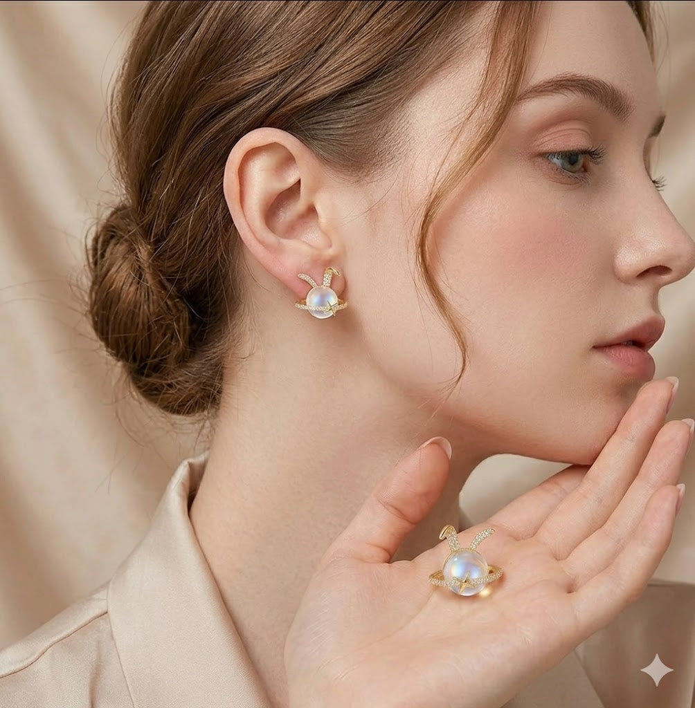 Korean Planet Pearl Stud Earrings for Women | Gold Plated Star Orbit Pearl Earrings | Trendy Korean Designer Earrings | Cute Elegant Jewelry for Girls & Women