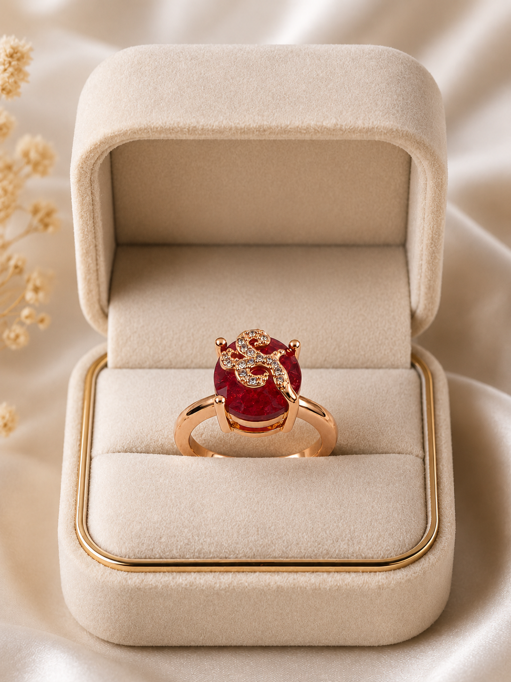 Red Crystal Ring for Women | Adjustable Oval White Stone Ring with Sparkling Zircon Design | Elegant Fashion Finger Ring (Copy) (Copy)