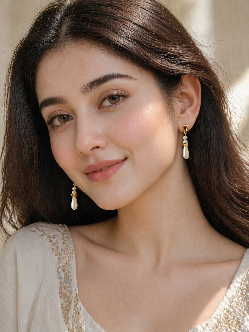 Golden Pearl Cascade Earrings