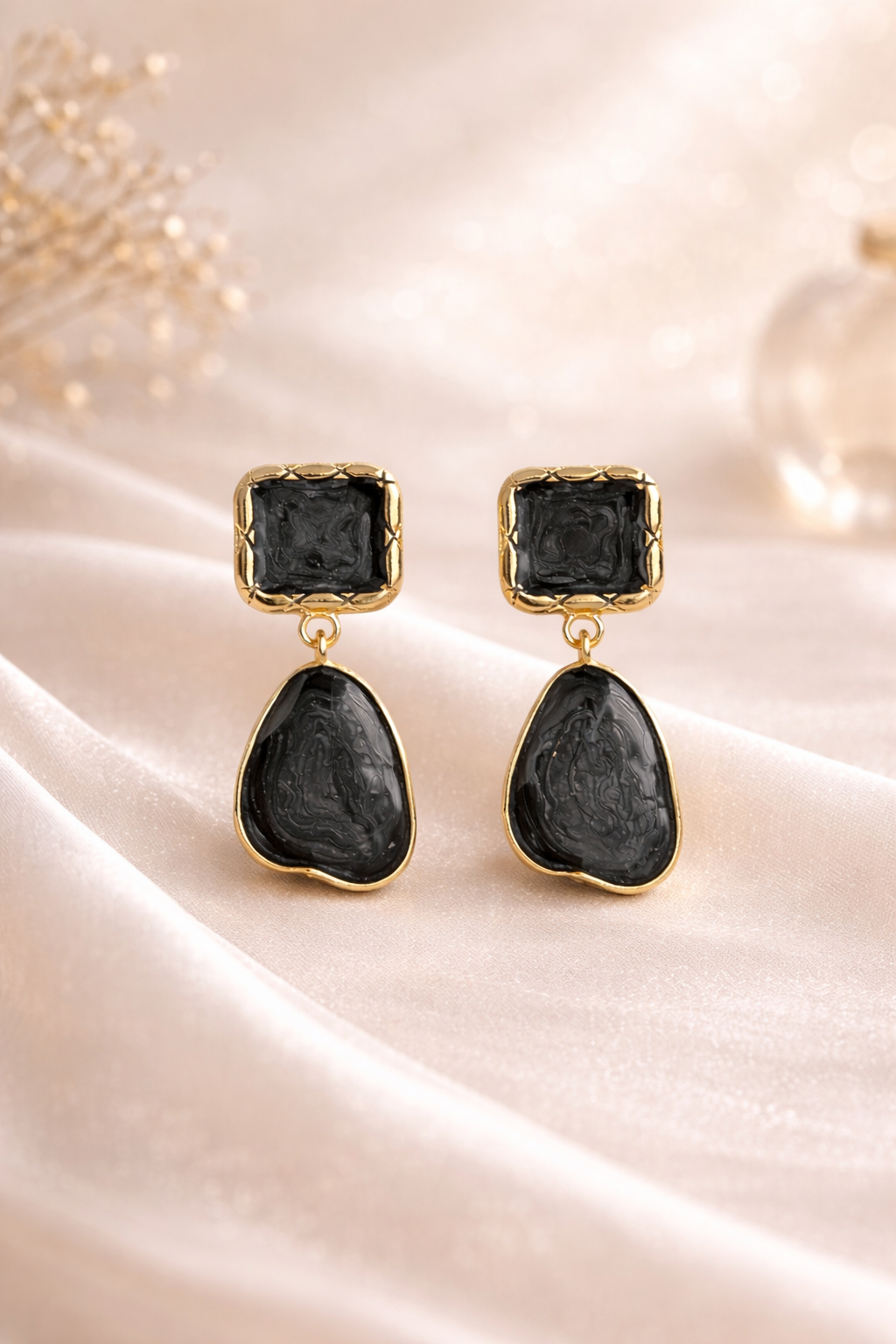 Noir Stone Drop Earrings