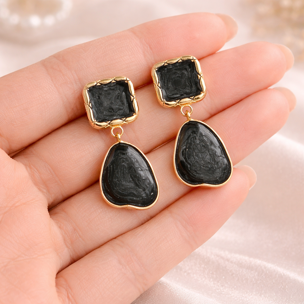 Noir Stone Drop Earrings