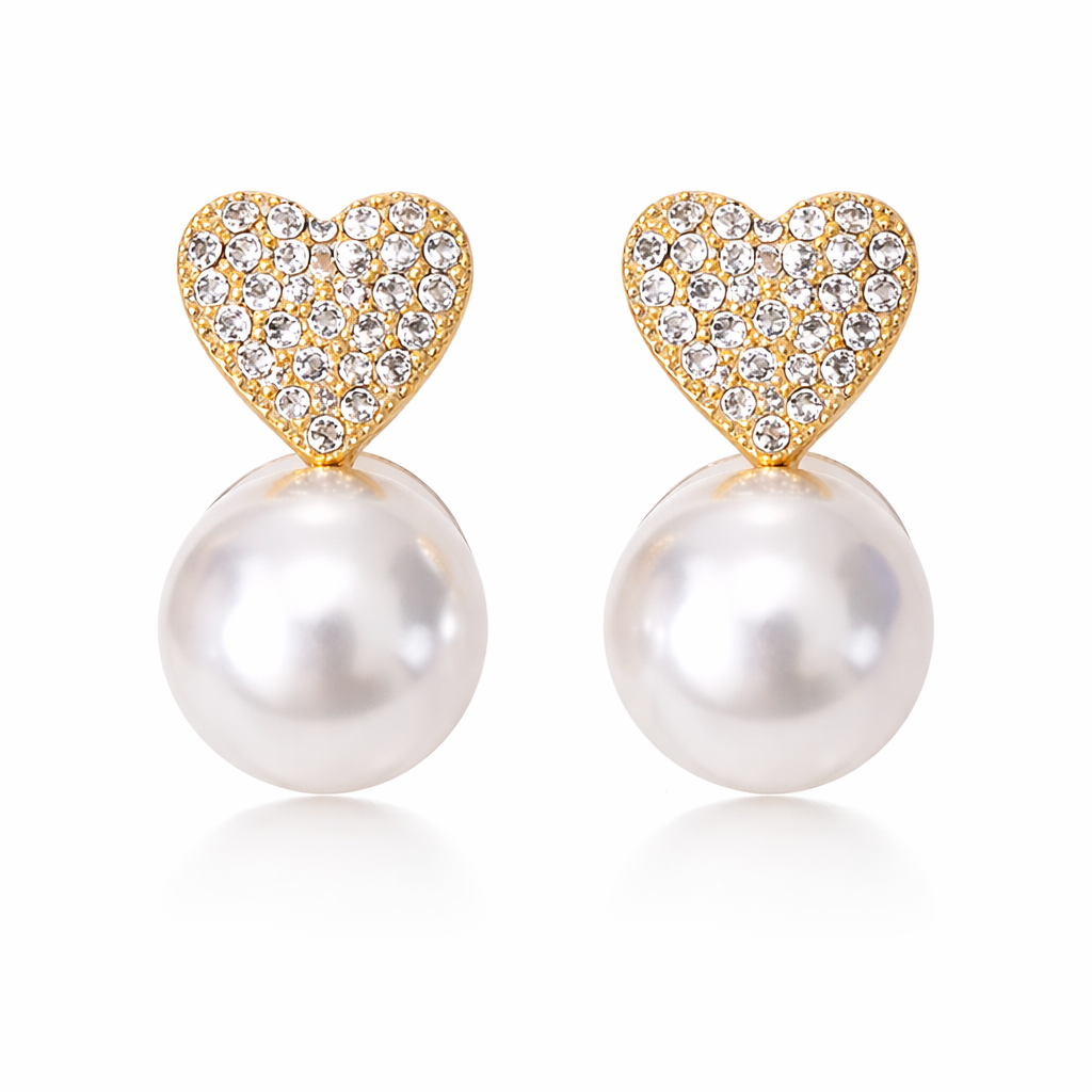 Crystal Love Pearl Earrings