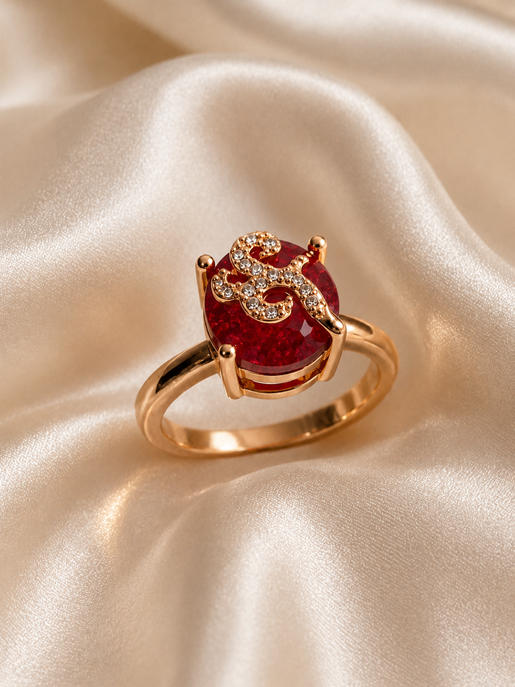 Red Crystal Ring for Women | Adjustable Oval White Stone Ring with Sparkling Zircon Design | Elegant Fashion Finger Ring (Copy) (Copy)