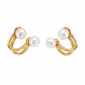 FASSION Korean Double Pearl Gold-Plated Earrings for Women | Elegant Luxury Pearl Stud Earrings | Trendy Korean Fashion Jewelry for