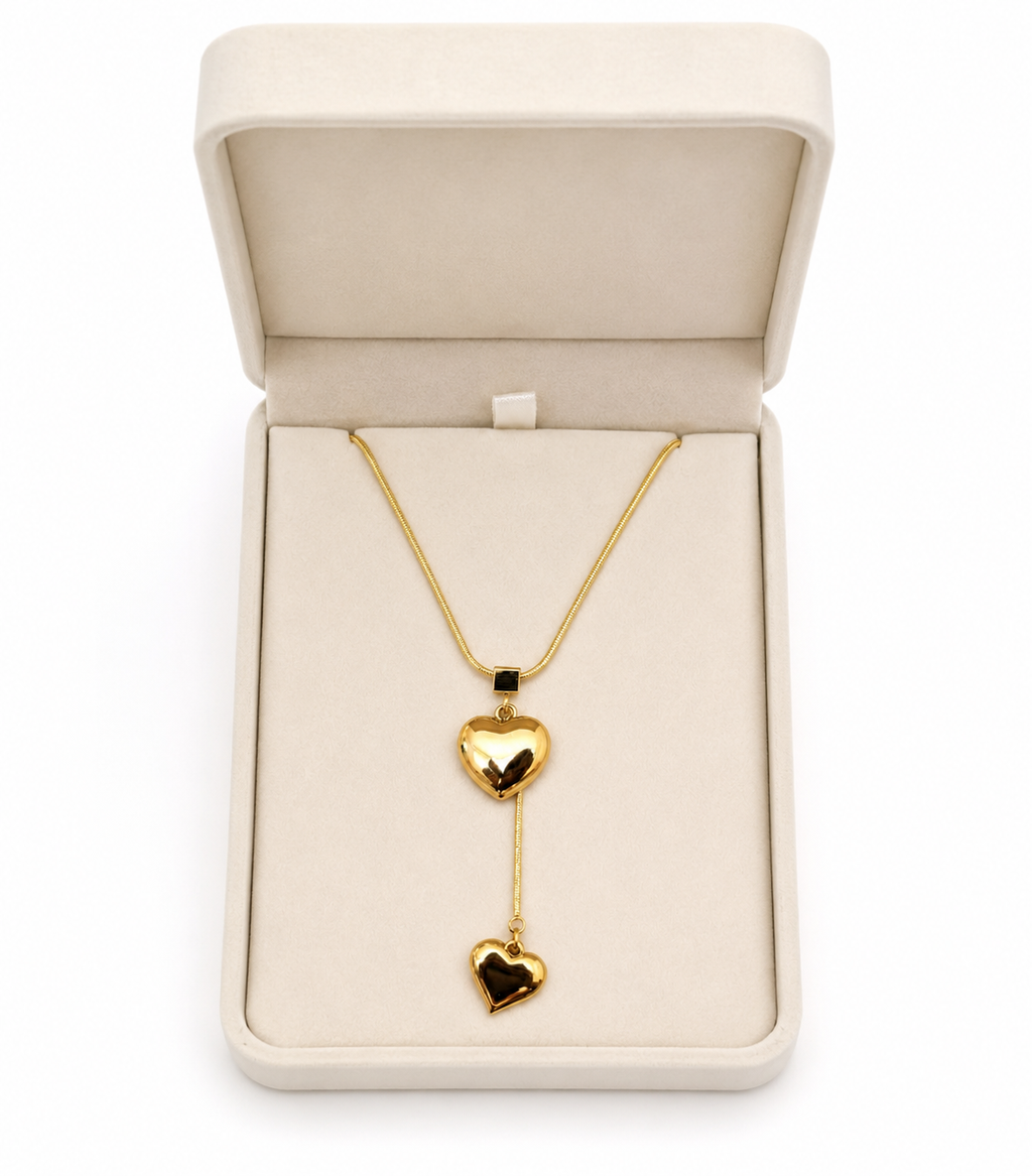 The Liquid Gold Dual Heart Lariat