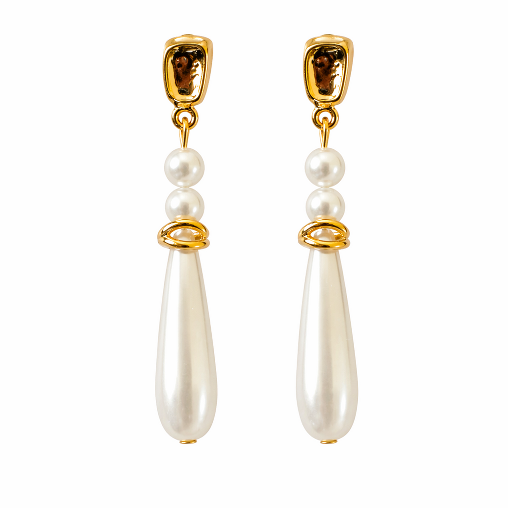 Golden Pearl Cascade Earrings