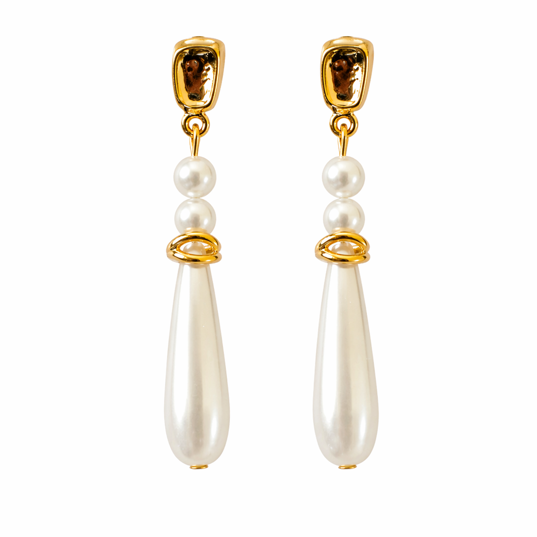 Golden Pearl Cascade Earrings