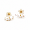 FASSSIONS Floral Pearl Stud Earrings for Women | Gold Plated Flower Earrings with Faux Pearl Jacket | Korean Style Elegant Earrings