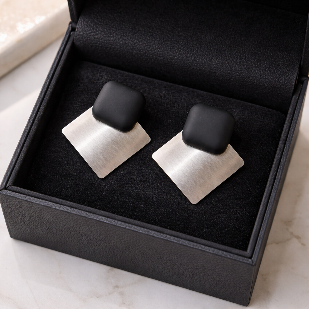 Midnight Metal Edge Earrings