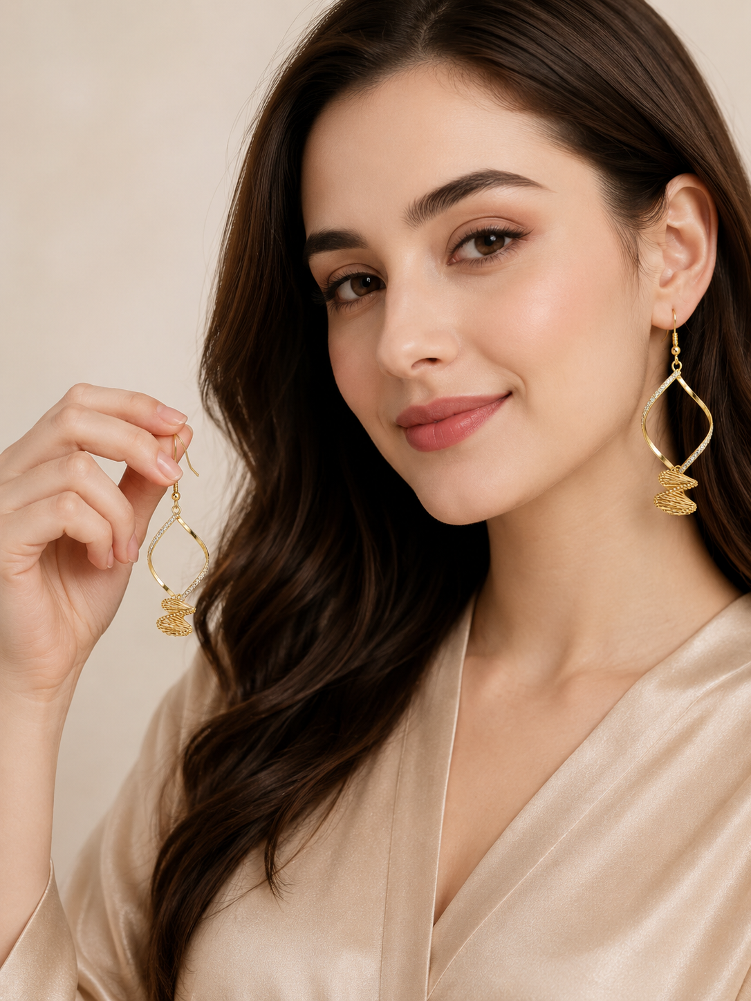 FASSSIONS Korean Style Gold-Plated Geometric Dangle Earrings for Women | Elegant Rhinestone Drop Earrings | Lightweight Fashion Jewelry