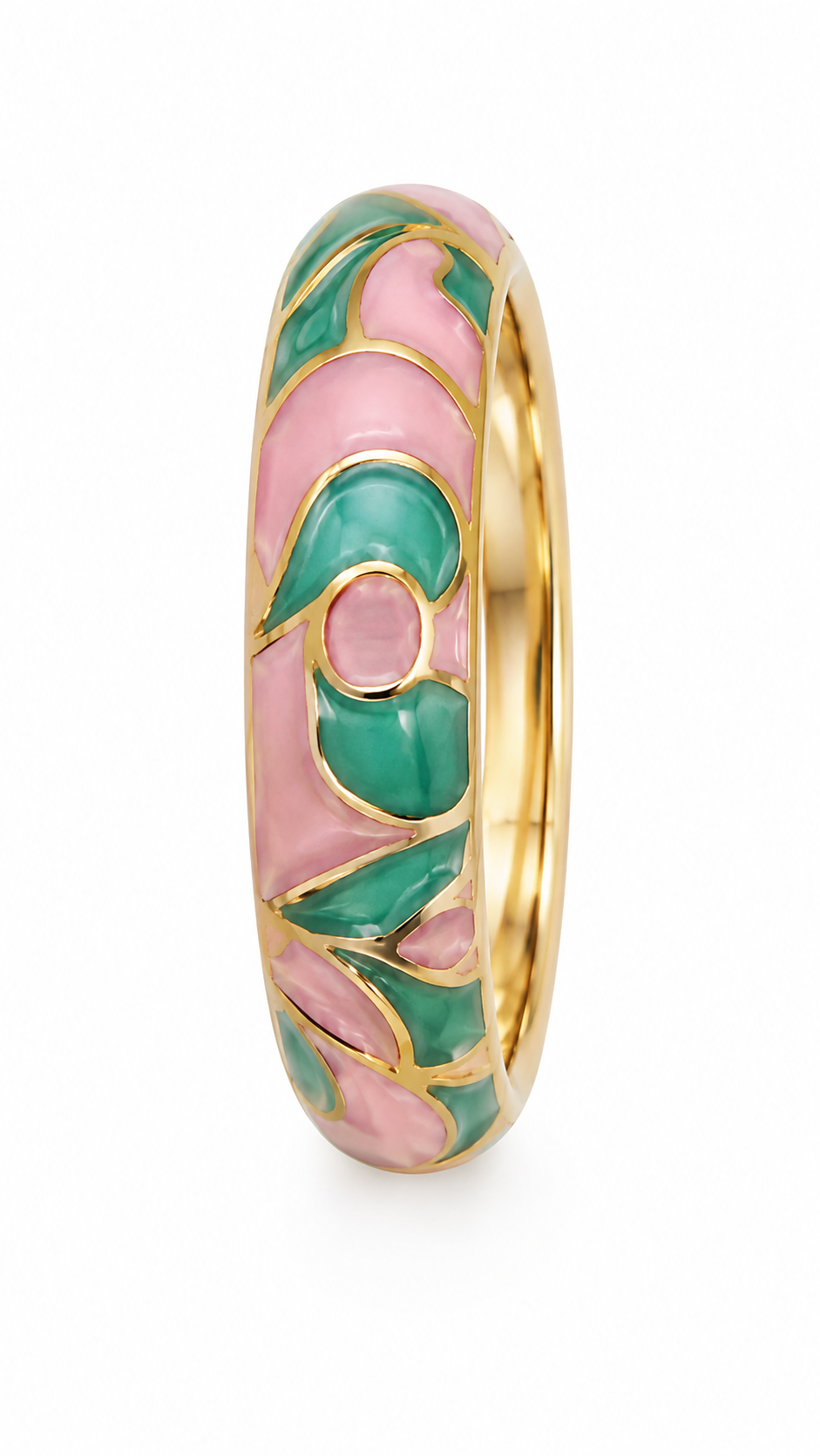 Enamel Ring for Women | Multicolor Green Pink Gold Tone Designer Ring | Stylish Fashion Finger Ring for Women & Girls | Elegant Party Wear Jewellery
