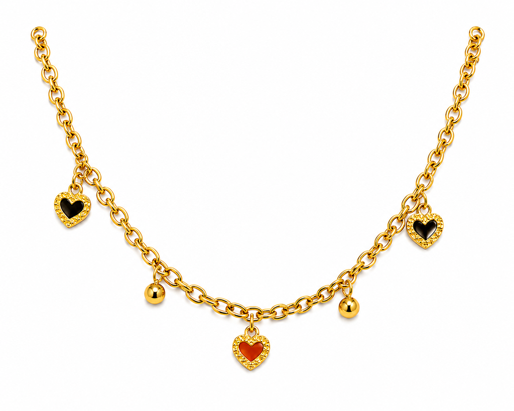 Gold Plated Heart Charm Anklet for Women | Adjustable Dangle Heart Ankle Bracelet | Minimalist Fashion Anklet for Girls & Women