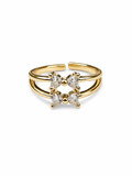 Fasssions Women's Two-Tone Heart Open Ring | Gold & Silver Adjustable Double Band Ring | Elegant Fashion Ring for Women & Girls