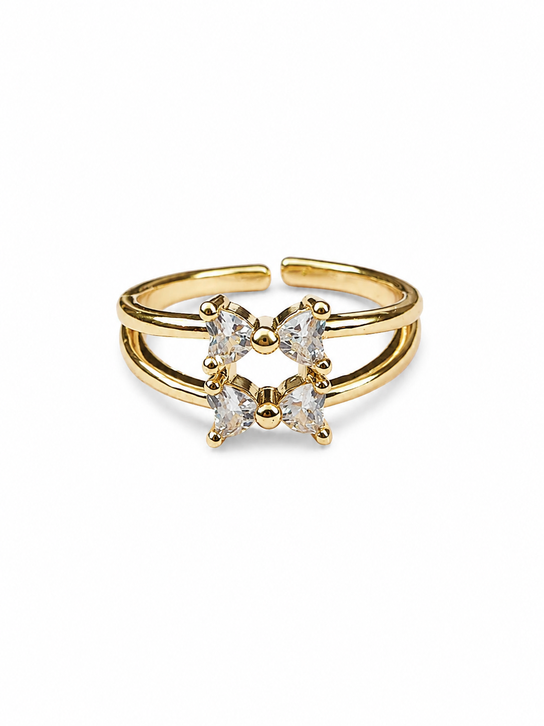 Fasssions Women's Two-Tone Heart Open Ring | Gold & Silver Adjustable Double Band Ring | Elegant Fashion Ring for Women & Girls