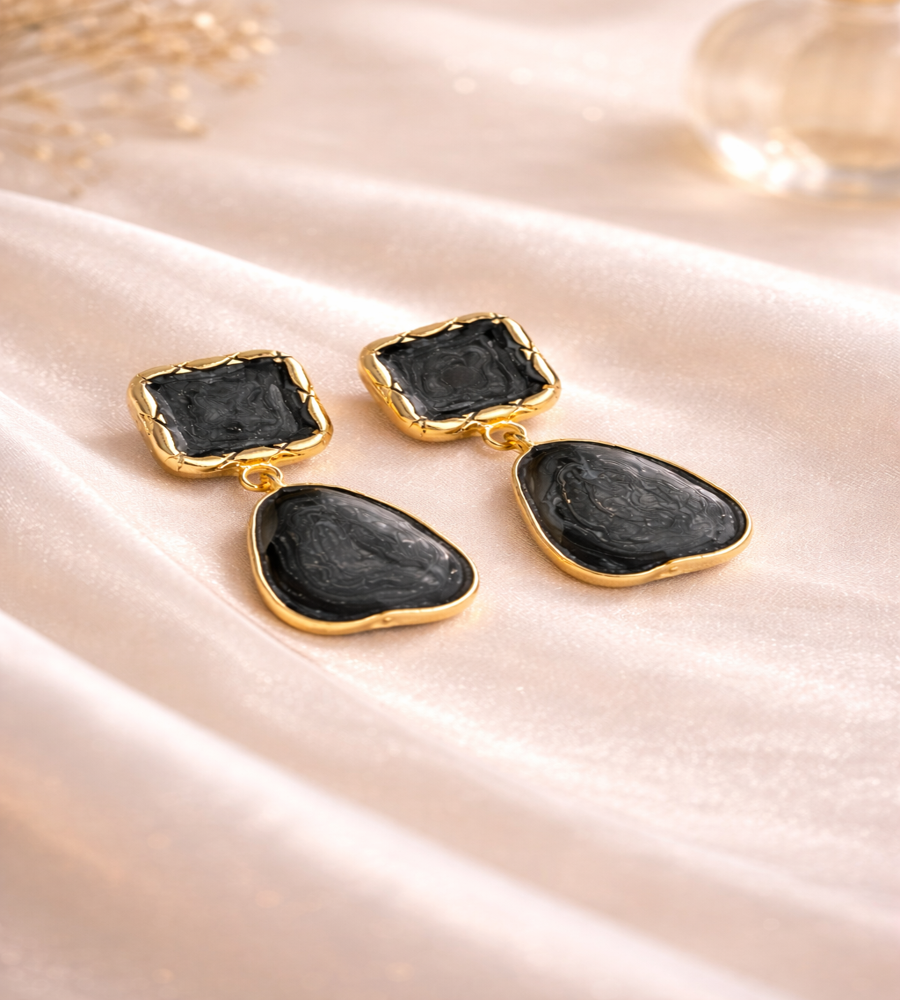 Noir Stone Drop Earrings