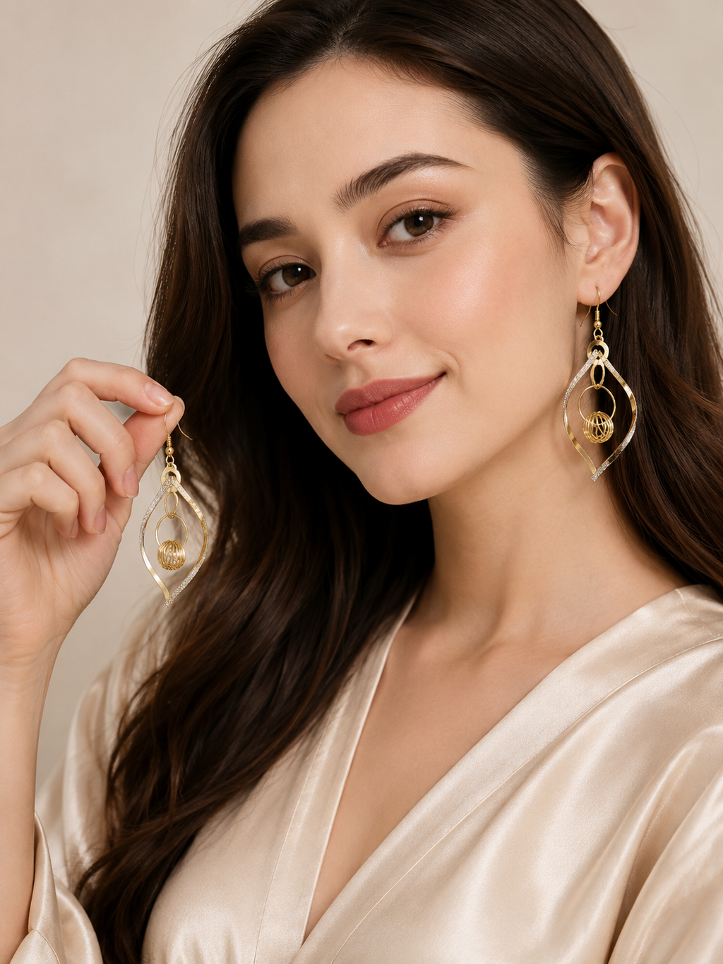 FASSION Korean Gold Plated Geometric Dangle Earrings for Women | Crystal Leaf Drop Earrings | Lightweight Designer Hanging Earrings for Girls & Women