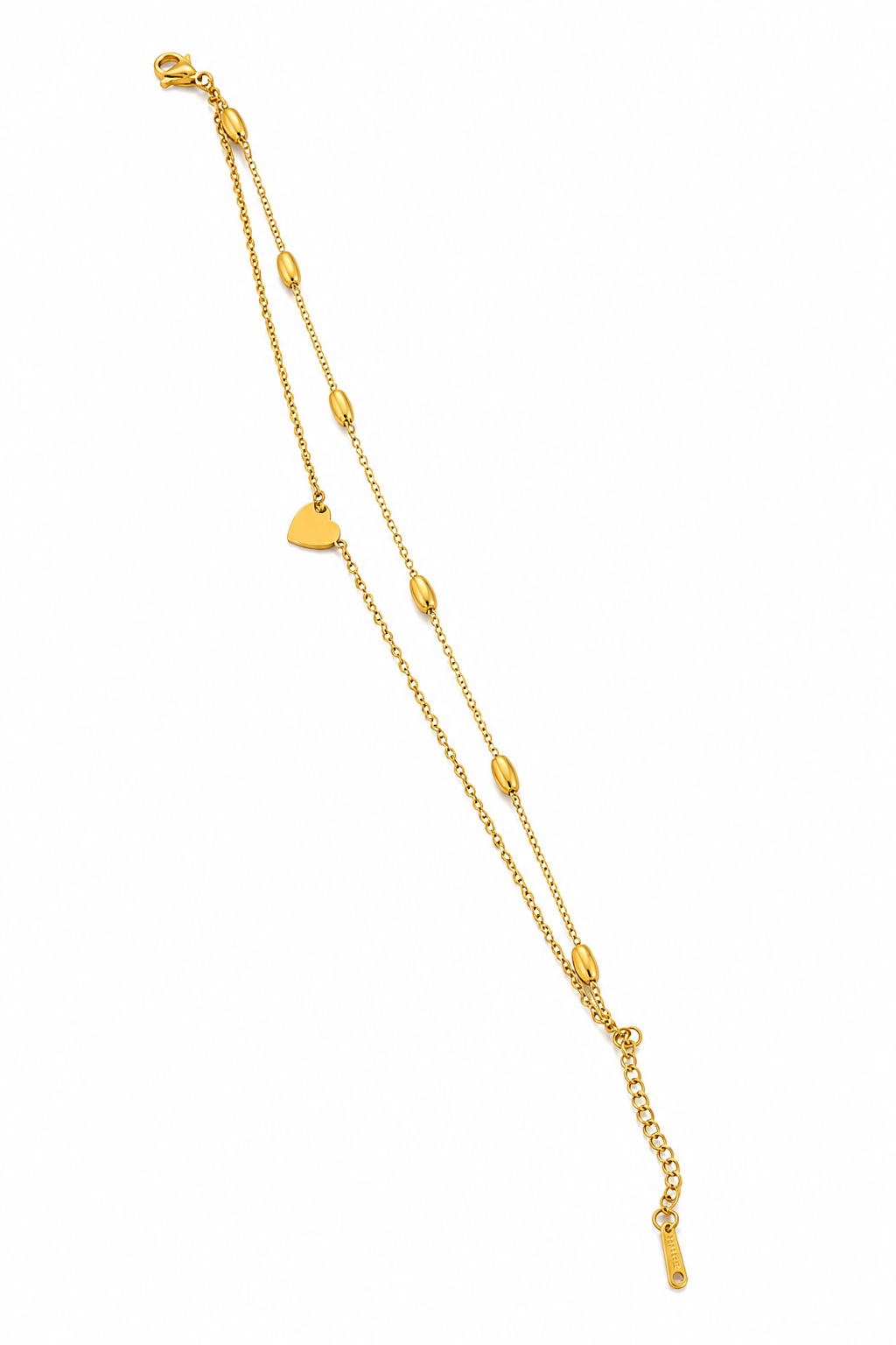 FASSSIONS Gold-Plated Double Layer Heart Charm Anklet for Women & Girls | Adjustable Korean Style Ankle Bracelet