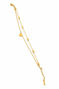 FASSSIONS Gold-Plated Double Layer Heart Charm Anklet for Women & Girls | Adjustable Korean Style Ankle Bracelet