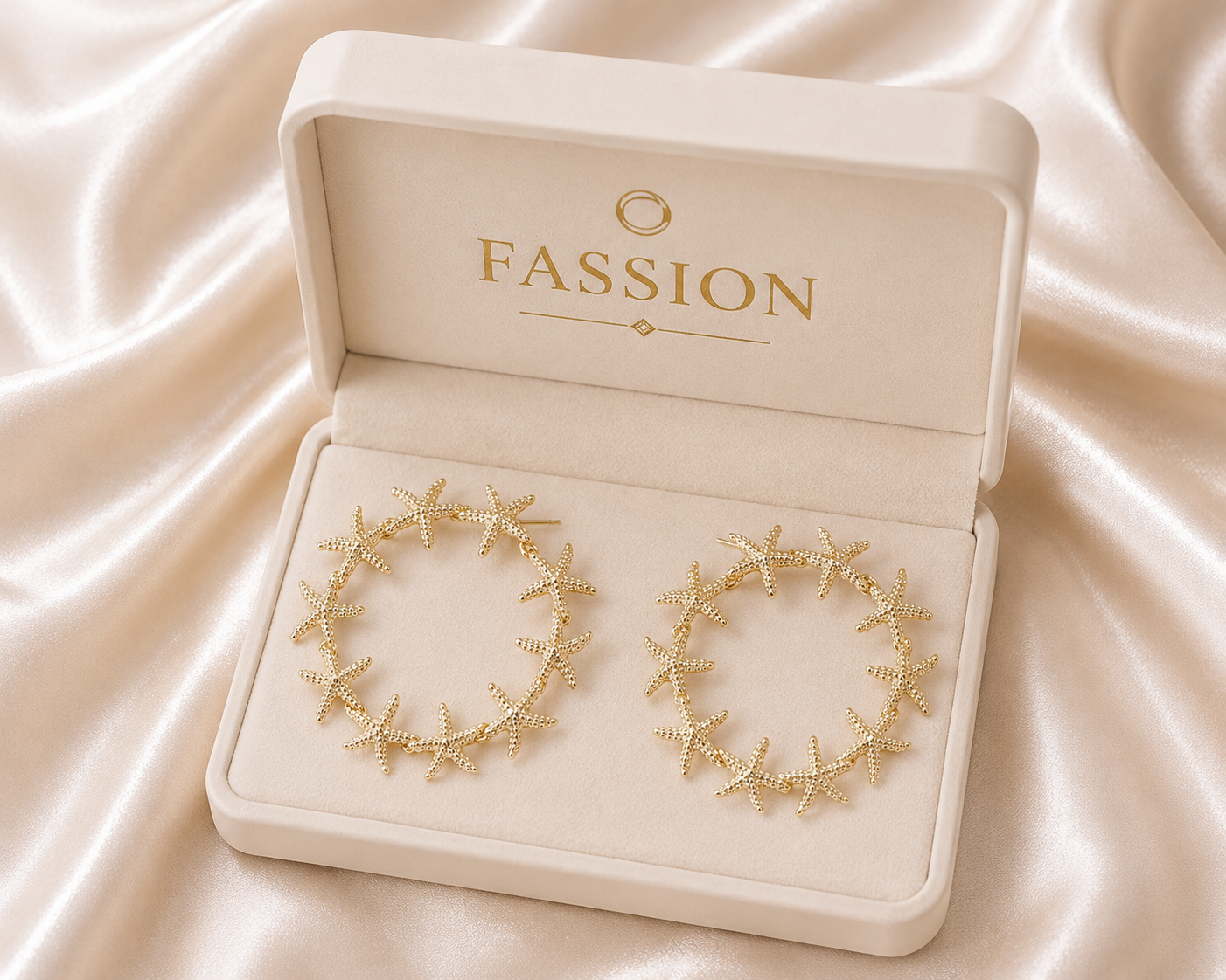 Korean Starfish Hoop Earrings for Women | Gold-Plated Ocean-Inspired Statement Hoop Earrings | Beach Style Fashion Jewelry | Trendy Korean Earrings