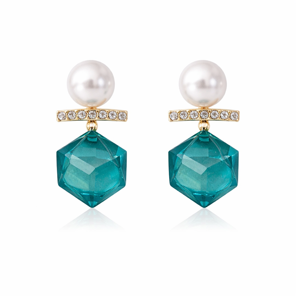 Teal Crystal Elegance Earrings