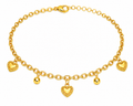 Gold Heart Charm Anklet for Women | Double Chain Heart Dangle Anklet | Adjustable Gold-Tone Ankle Bracelet | Minimalist Fashion Foot Jewelry