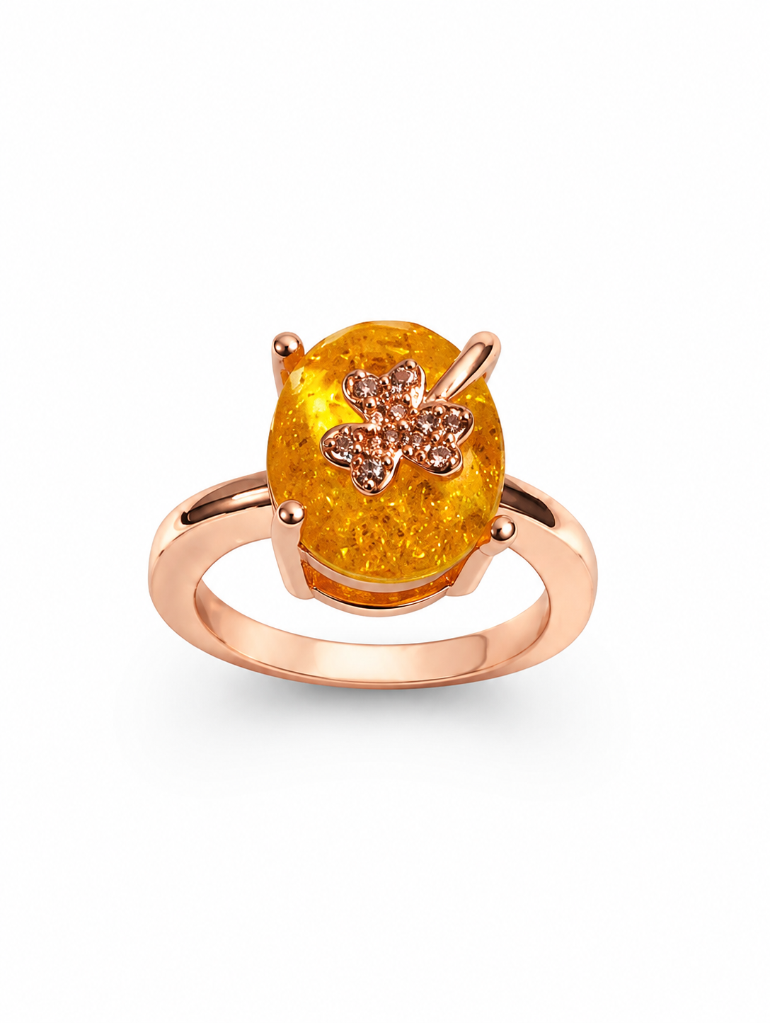 Yelllow Crystal Ring for Women | Adjustable Oval White Stone Ring with Sparkling Zircon Design | Elegant Fashion Finger Ring