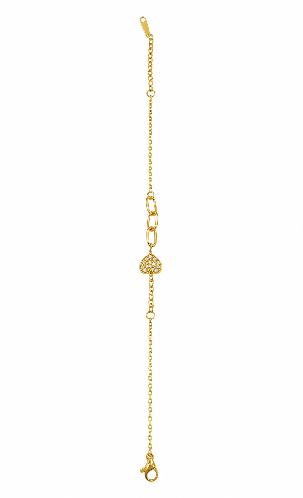 Gold Heart Bracelet for Women | Delicate Heart Charm Chain Bracelet | Adjustable Gold-Tone Bracelet with Sparkling Heart Pendant