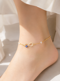Women's Gold Plated Crystal Bead Anklet | Adjustable Dainty Chain Anklet | Minimalist Ankle Bracelet for Girls & Women