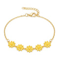 Fasssions Gold Plated Yellow Daisy Flower Anklet for Women & Girls | Adjustable Chain Anklet | Floral Charm Ankle Bracelet